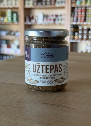 Herring spread with dried boletus and hemp